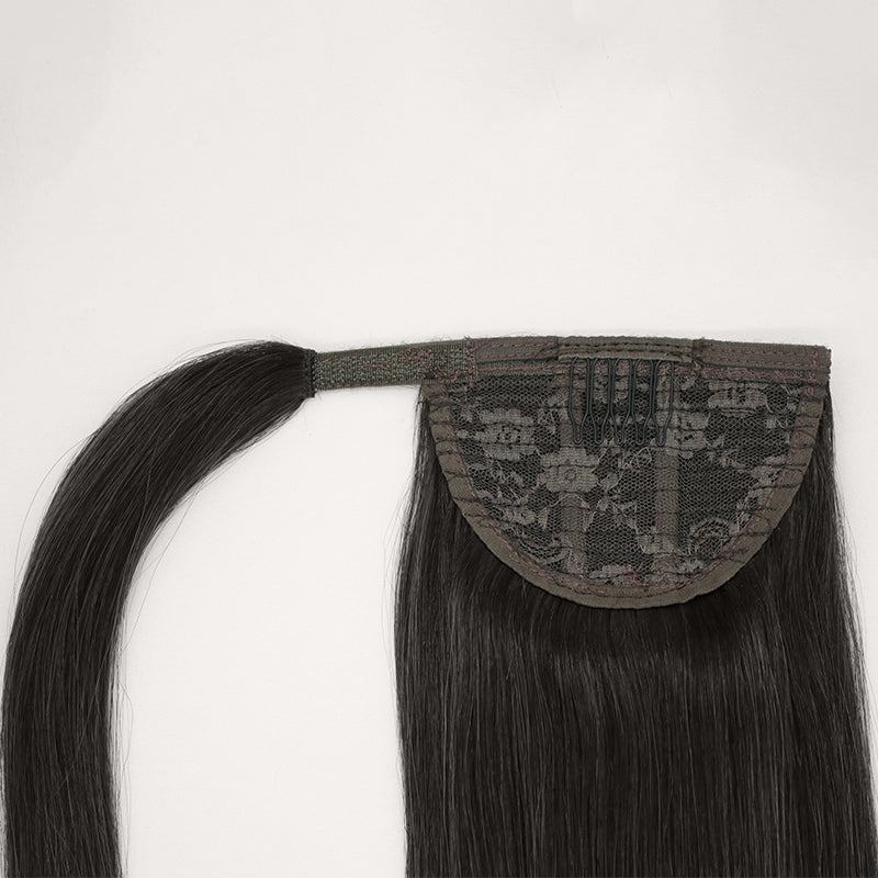 Hestehale / Ponytail extensions - 100% ægte hår #1B