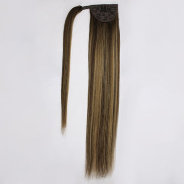 Hestehale / Ponytail extensions - 100% ægte hår #Bronde